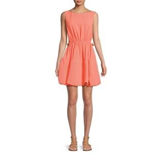 Jonathan Simkhai Peach Romy Cutout Bead Sleeveless Boat Neck Bubble Mini Dress 8